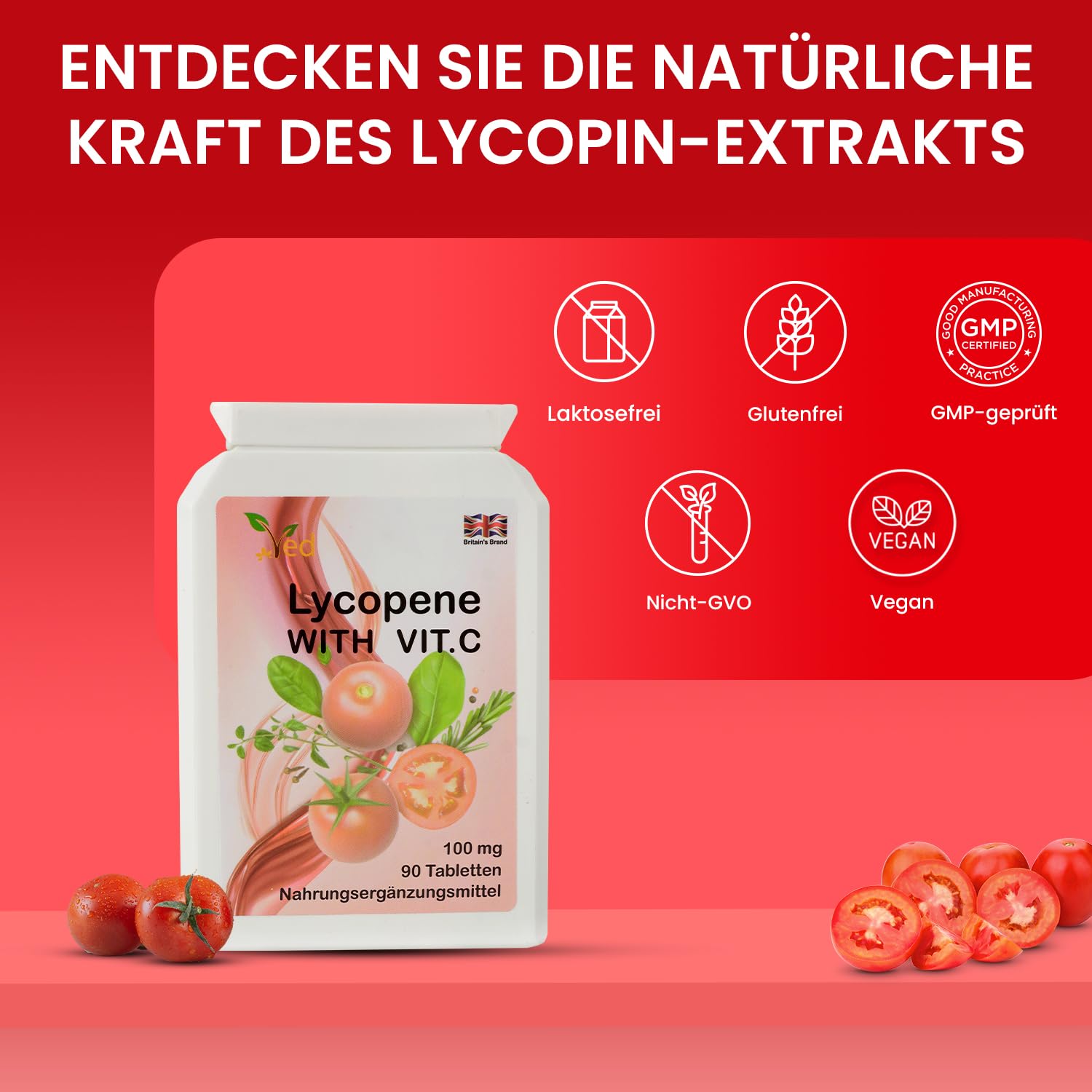 Ved Lycopin-Ergänzung | Stärkung des Immunsystems | Super-Antioxidans | 100 mg x 90 Tabletten | 2er-Pack