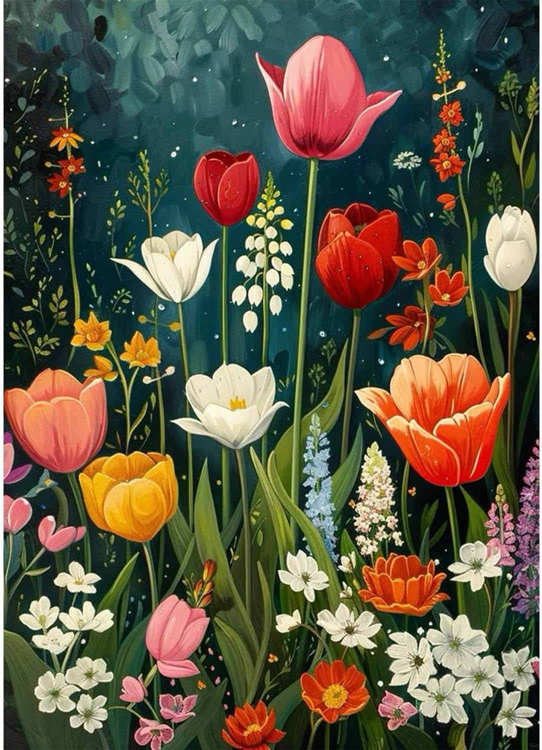 Yanfairy Wildflower Art Painting Kits for Adults, Full Drill Diamond Dots Paintings for Beginners, Round 5D Paint with Diamonds Pictures Gem Art Painting Kits DIY Crafts Kits 12x16inch