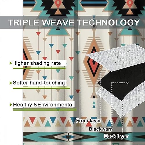 Miniatura 8 de YCness Cortinas aztecas para dormitorio, decoración geométrica étnica del suroeste para sala de estar, diseño tribal bohemio de elefantes nativos