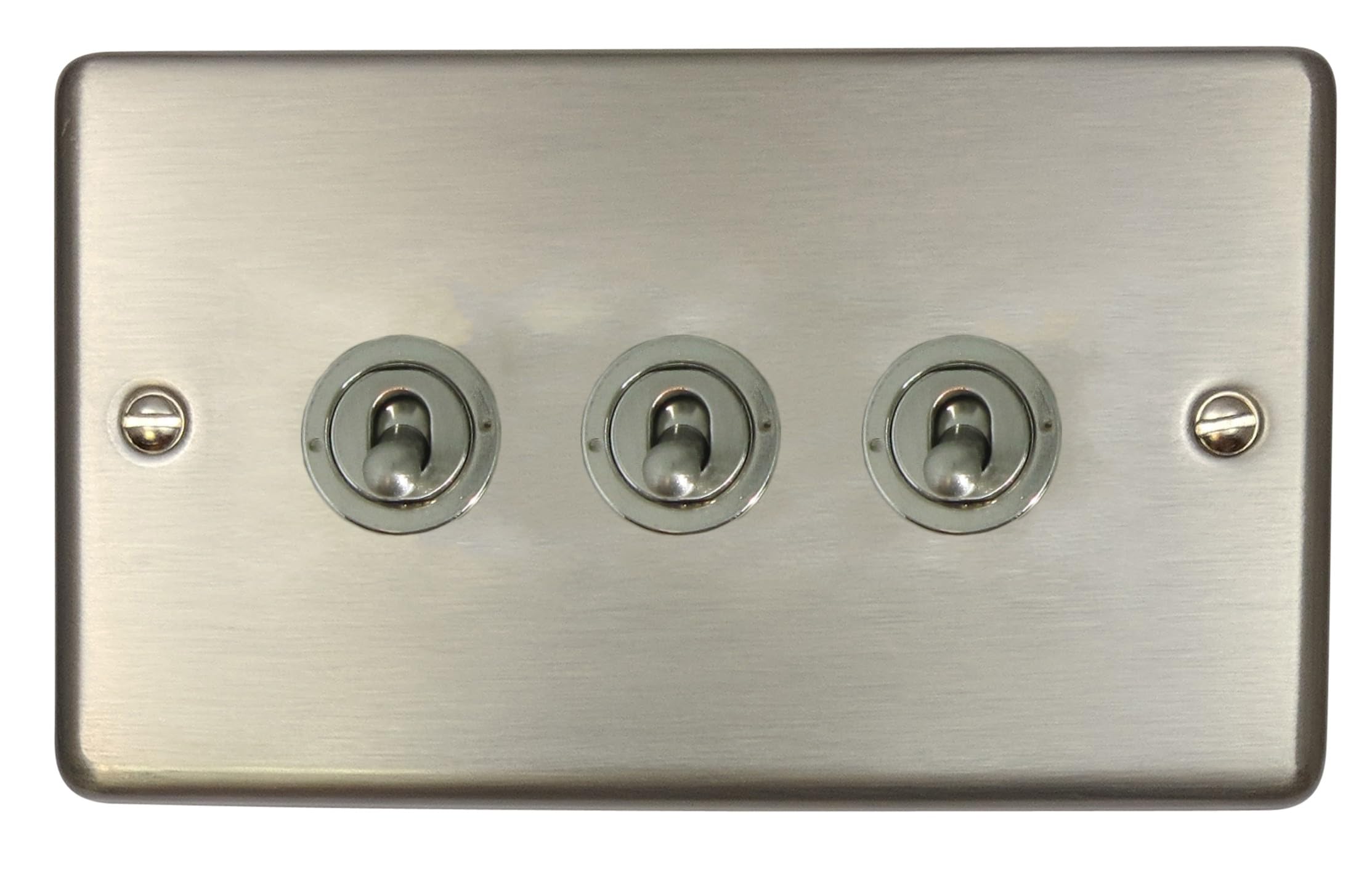 G&H Brassware CSS283 Brushed Steel Toggle Light Switch 2-Way 3 Gang