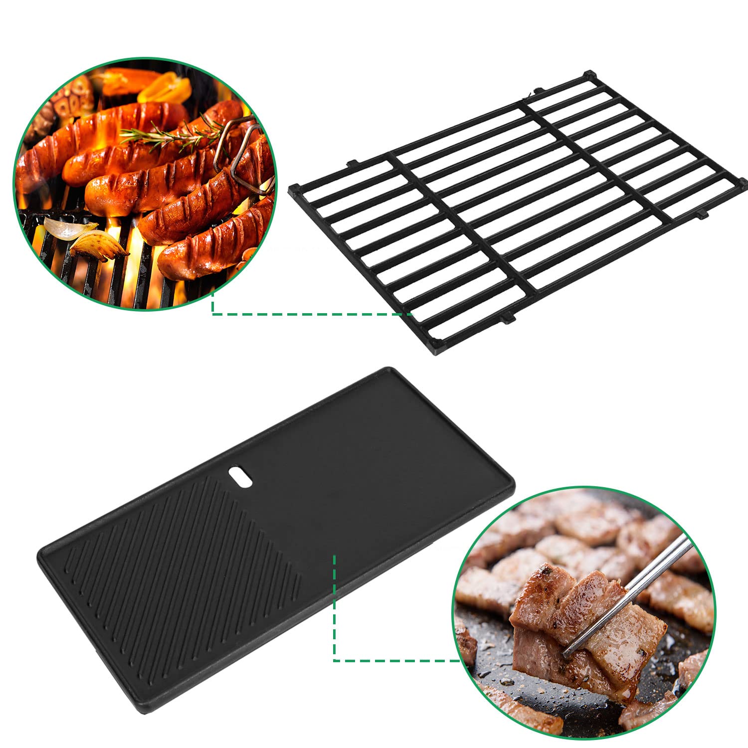 WELL GRILL BBQ Spirit 200 Ersatzteile für Weber Spirit E210 S210 E220 S220 Gasgrills, 7635 Flavorizer Bars 69785 Brenner 7637 44.5cm Grillrost Gusseisen Grillplatte für Weber Spirit 2 Zubehör