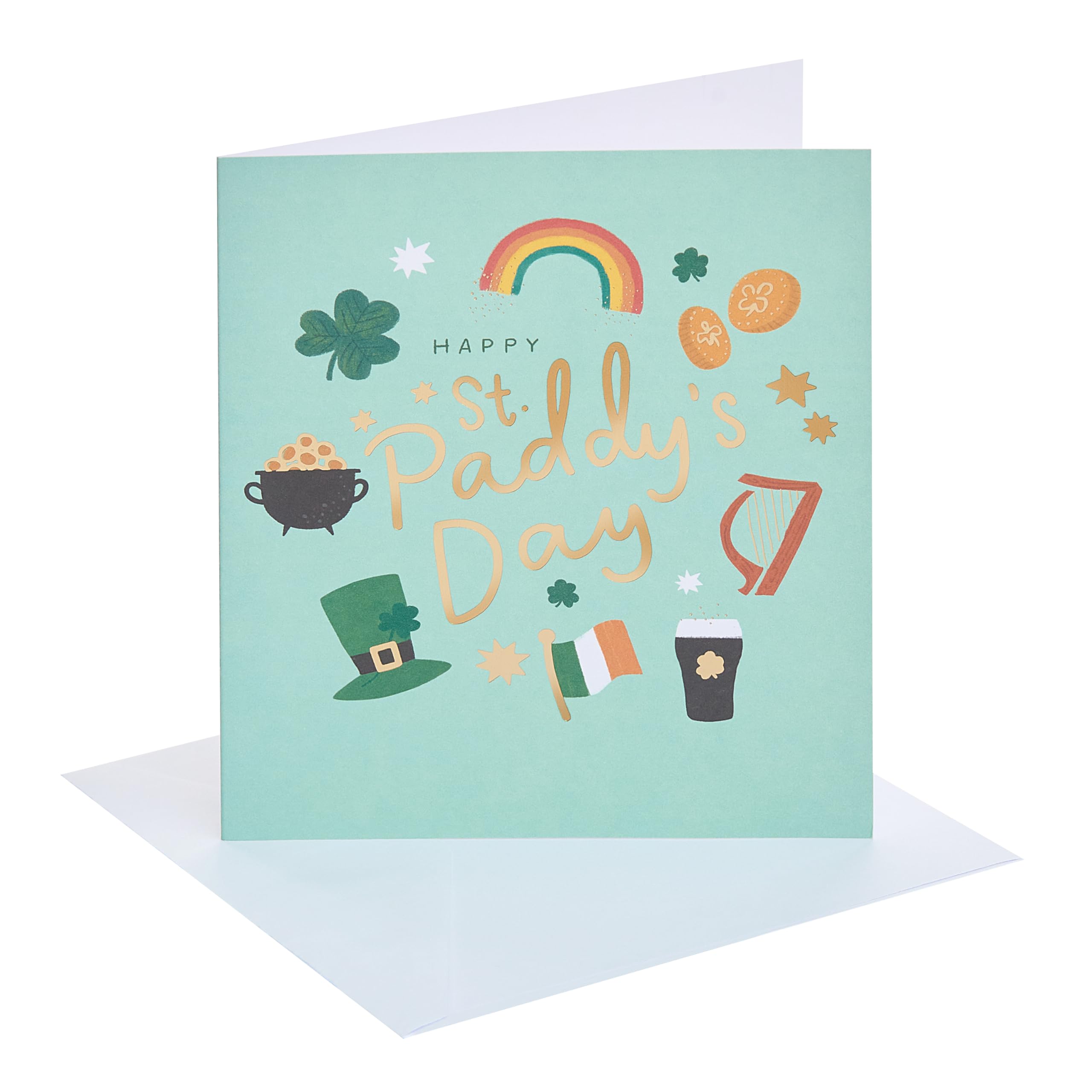 UK Greetings | St Patrick's Day Card for Him/Her/Friend | Icons Design | With Envelope | 15.9 x 18.4 cm