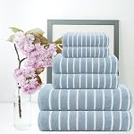 CASA COPENHAGEN Ecstatic 6 Ensemble de serviettes en pièces- Bleu poussiéreux, 600 GSM 2 Serviette de bain 2 Serviette à main 2 Lavabo, Conçu au Danemark en coton égyptien doux pour salle de bain, cuisine & Douche