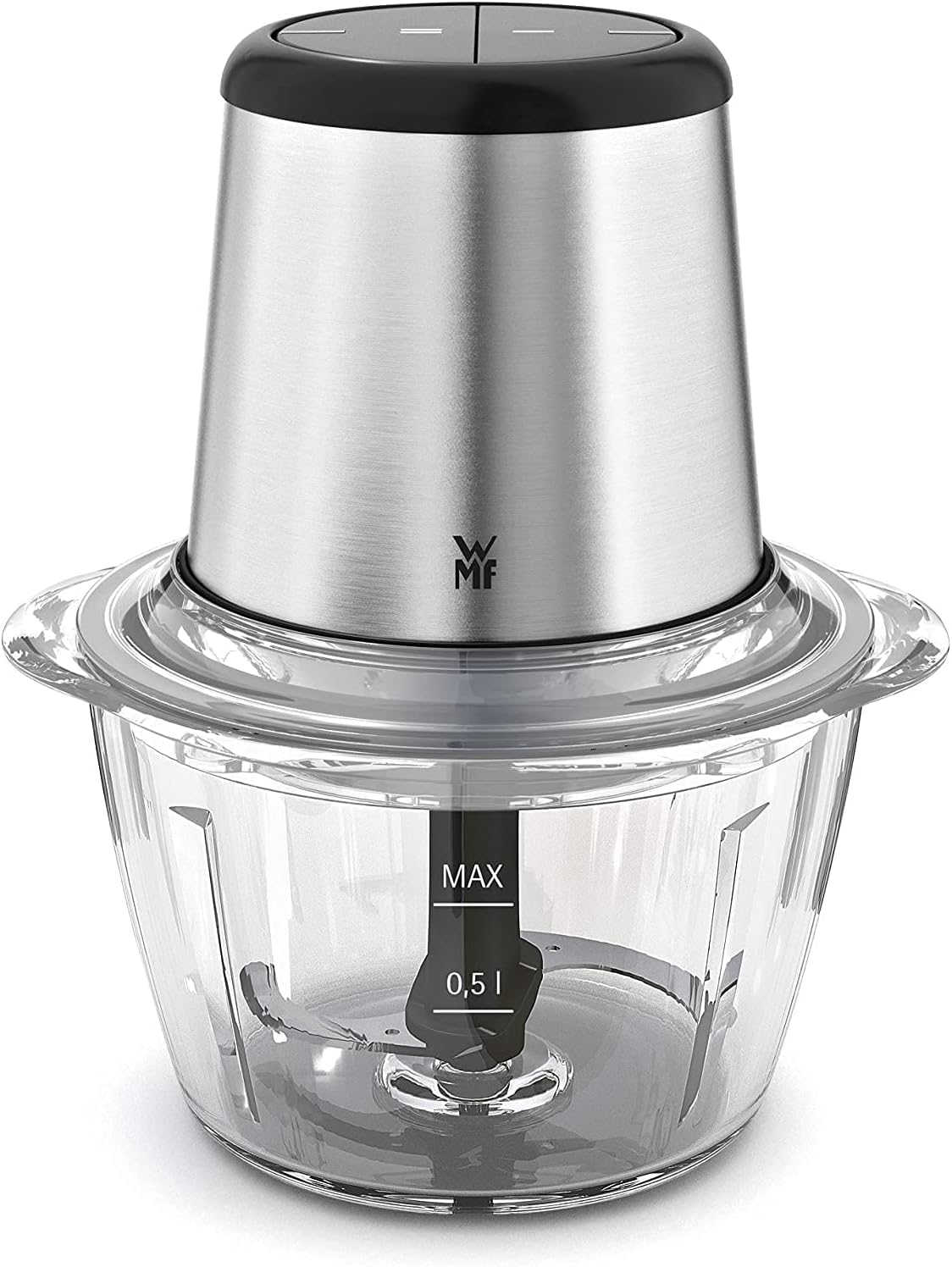 Kult X - Picadora Eléctrica, Multifuncion de picar, trocear y mezclar, Cuchillas Desmontables de acero inoxidable, Capacidad 1 l, 2 velocidades, Cristal resistente, 320 W, panel control LED