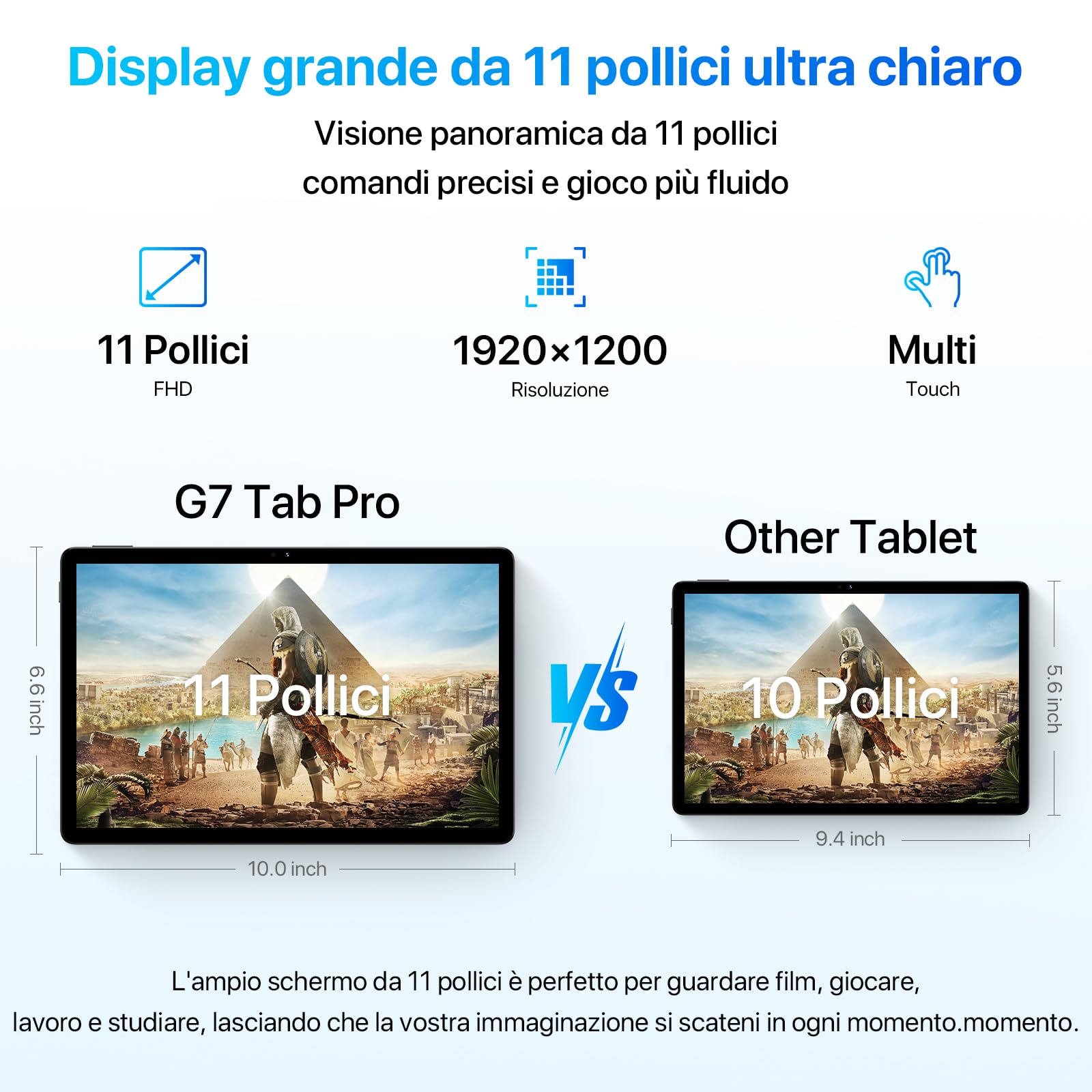 UMIDIGI Tablet 11 Pollici 2K,16GB Ram+256GB Rom/1TB TF Helio G99 Tablet Gaming,Octa-Core,13MP+8MP, Tablets con Penna, Android Tablets con SIM Slot,4G LTE Bluetooth 5.2 WiFi GPS, G7 Tab Pro, Grigio