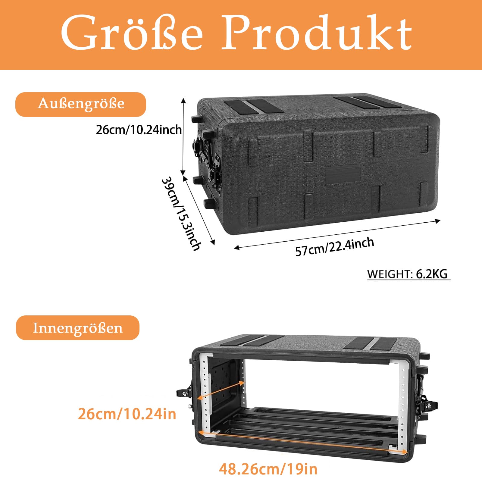 4U Cases Leichtes 11”Depth 19’’geformtes 4U-Rack-Gehäuse Rack-Gehäuse Langlebige wasserdichte staubdichte 4U Shock Mount Racks aus HDPE 19“ Rackmount Flightcases mit Mikrofonfächern