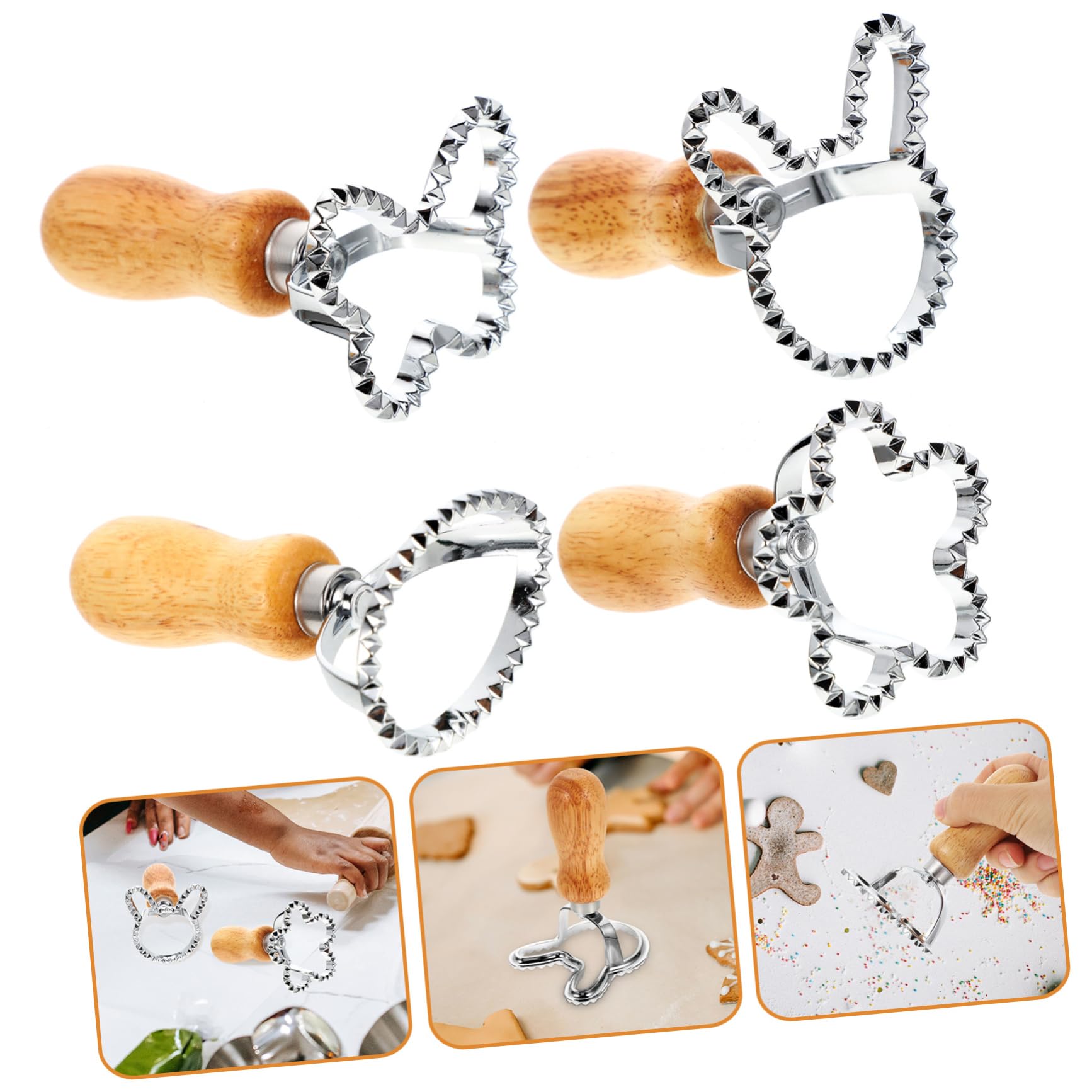 Ciieeo 3 Sätze Keksform Plätzchen-weihnachtsschneider Runde Ausstecher Zinn Brötchen Ostergebäck Plätzchen Form Praktischer Knödeldrücker Professionelle Knödelhautpresse Holz 4 Stück * 3