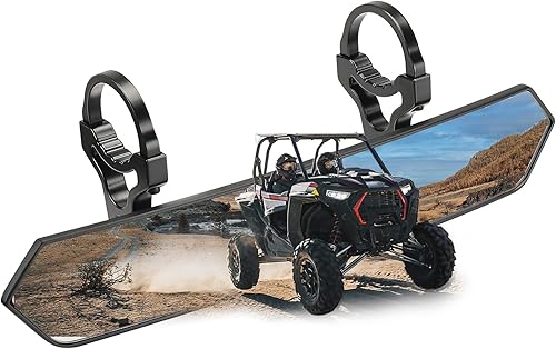 KEMIMOTO Espejo retrovisor UTV de 15 pulgadas con abrazaderas ajustables para barras de 1.65 a 2 pulgadas, compatible con modelos Polaris RZR