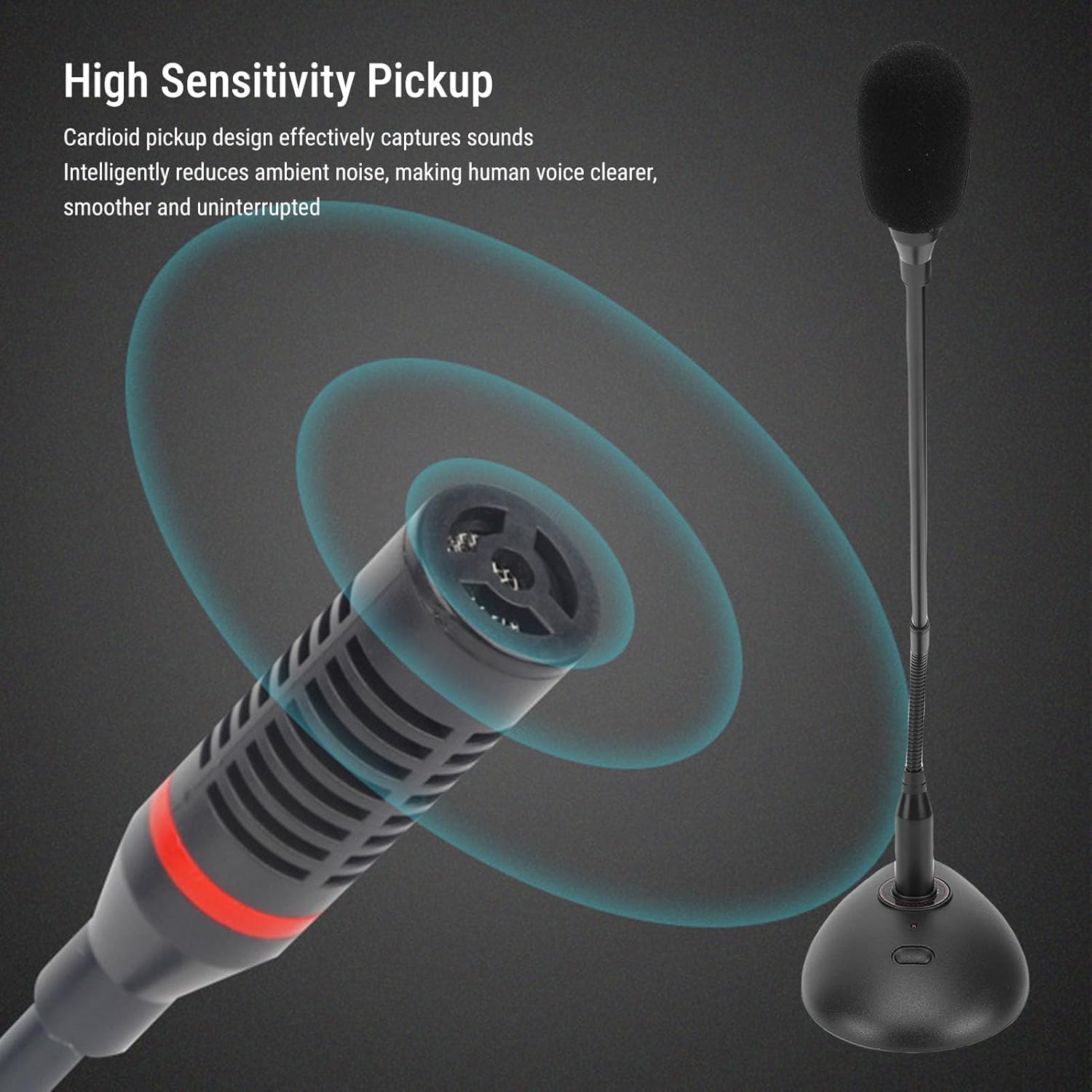 Jectse Flexible Neck Microphone Conference Mic with Base, Cardioid Condenser, XLR Plug for Computers or Audible Interfaces, Professional Sound, Stable Connectivity