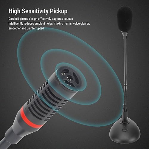 Miniatura 3 de Conferencias de micrófono de condensador de cuello de cisne, micrófono profesional con cable de escritorio con botones de silencio, micrófono de