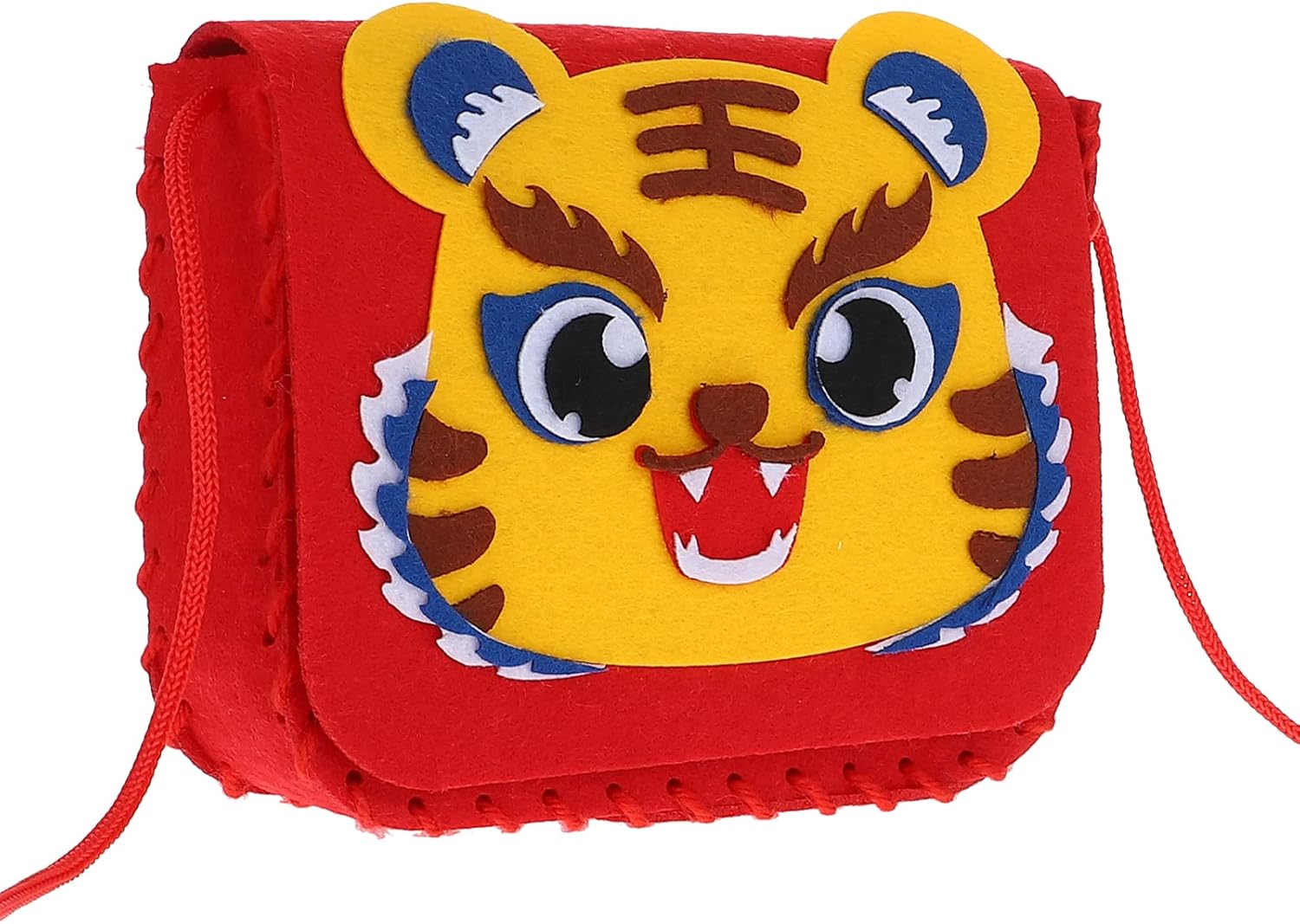 PartyKindom 2 Sets Tiger Handbag Craft Kits 2022 New Years Decoration Sewing Bag Sewing Mini Kit for Kids Craft Toys Mini Toy DIY Making Materials Craft Supplies Gift Non-Woven Fabric Child