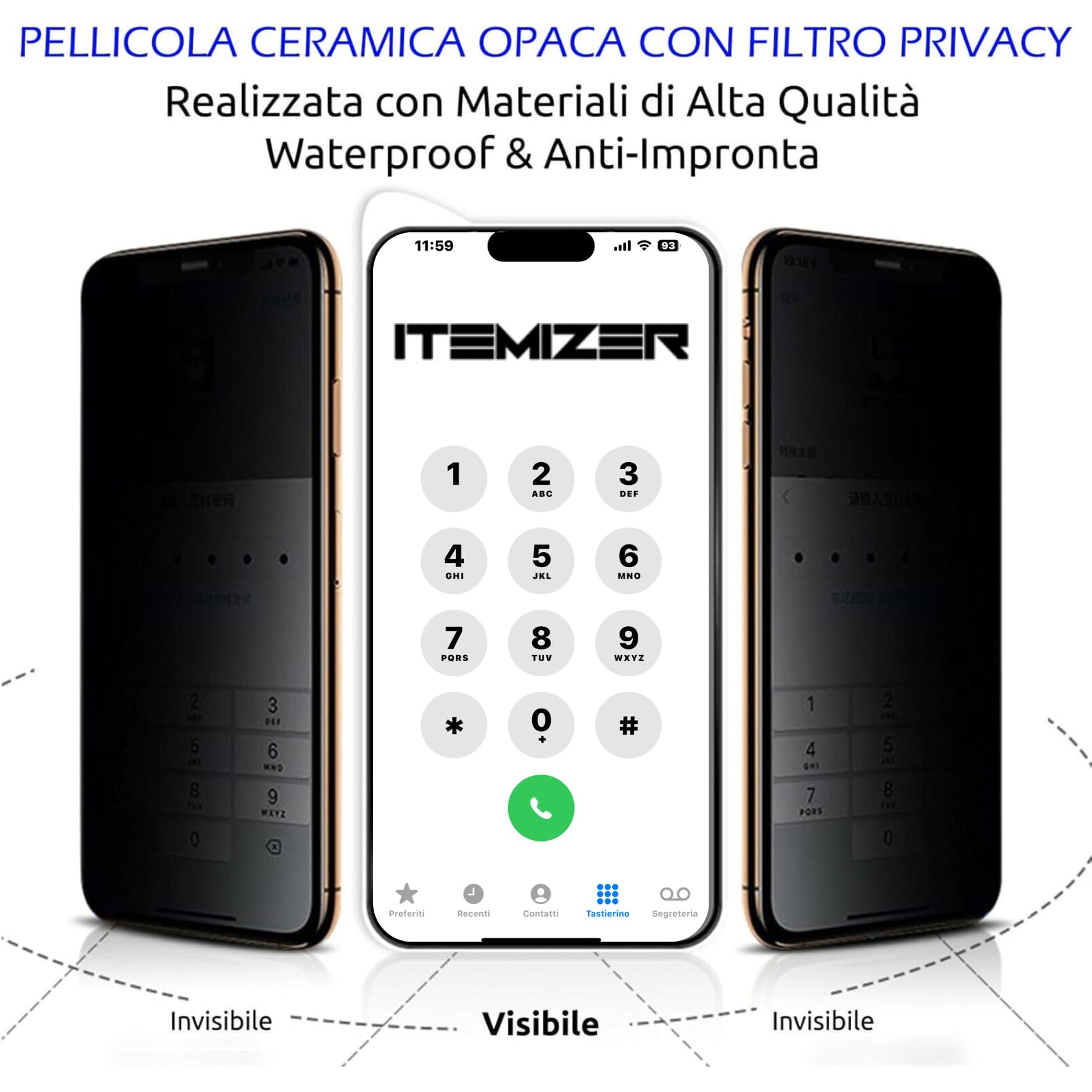 iTemizer 2x Premium Quality Pellicola Privacy per iPhone 15 Plus/16 Plus. Pellicola Lucida per iPhone 15 Plus/16 Plus Anti-spia. Pellicola protettiva 9H. Vetro lucido, Clear, Ceramic. 2 PEZZI con kit