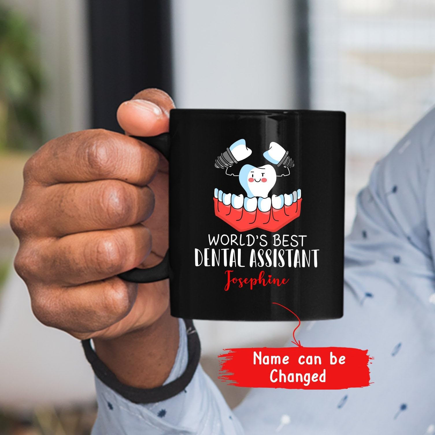 Personalized Dentist Dental Assistant Ceramic Mug With Name, World's Best Dental Assistant Mug Gifts For Dental Assistant Appreciation, Custom Dental Assistant Travel Black Coffee Mug 11Oz 15Oz