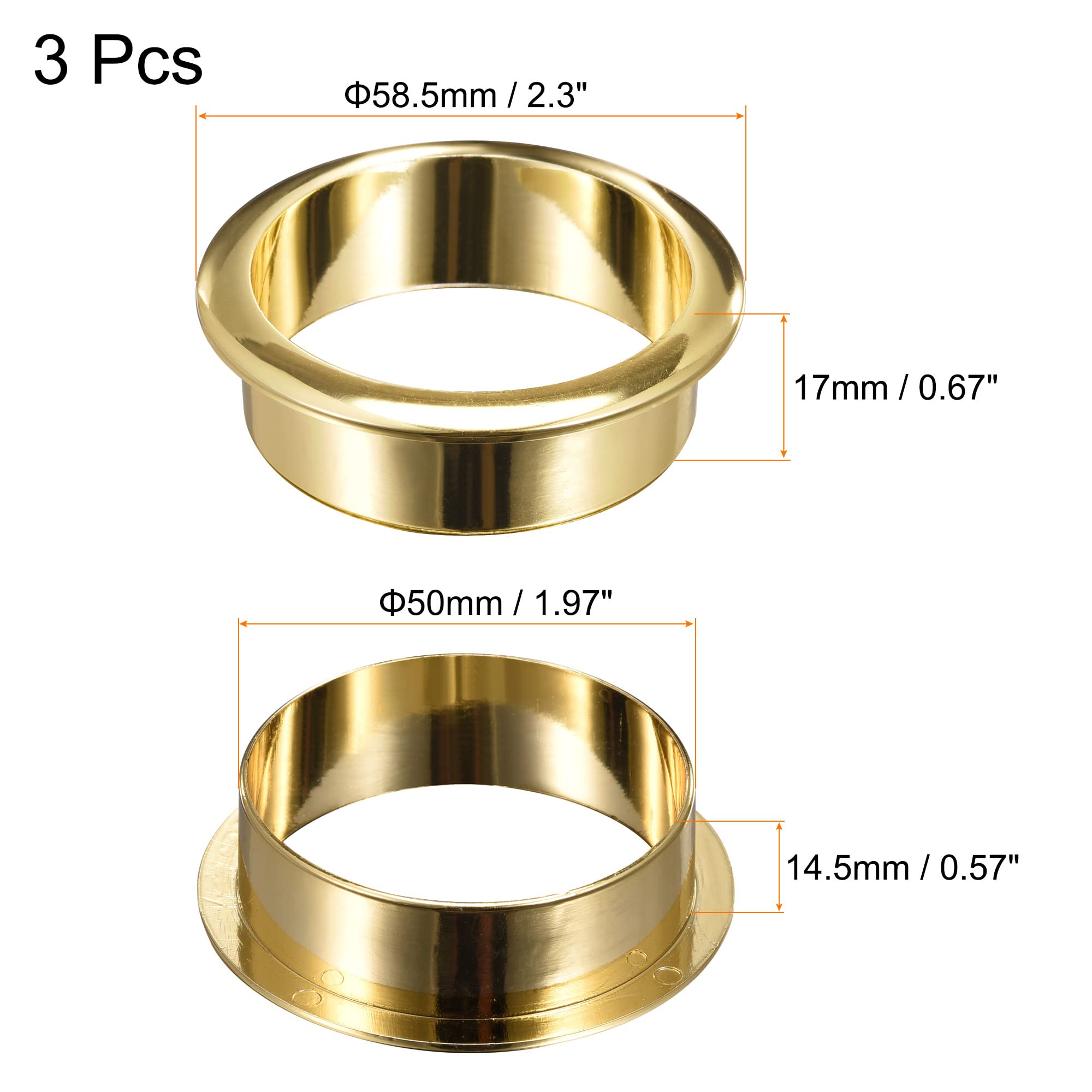MECCANIXITY Desk Grommet 50mm for Organizing and Protecting Cord Nylon Gold Tone Pack of 3