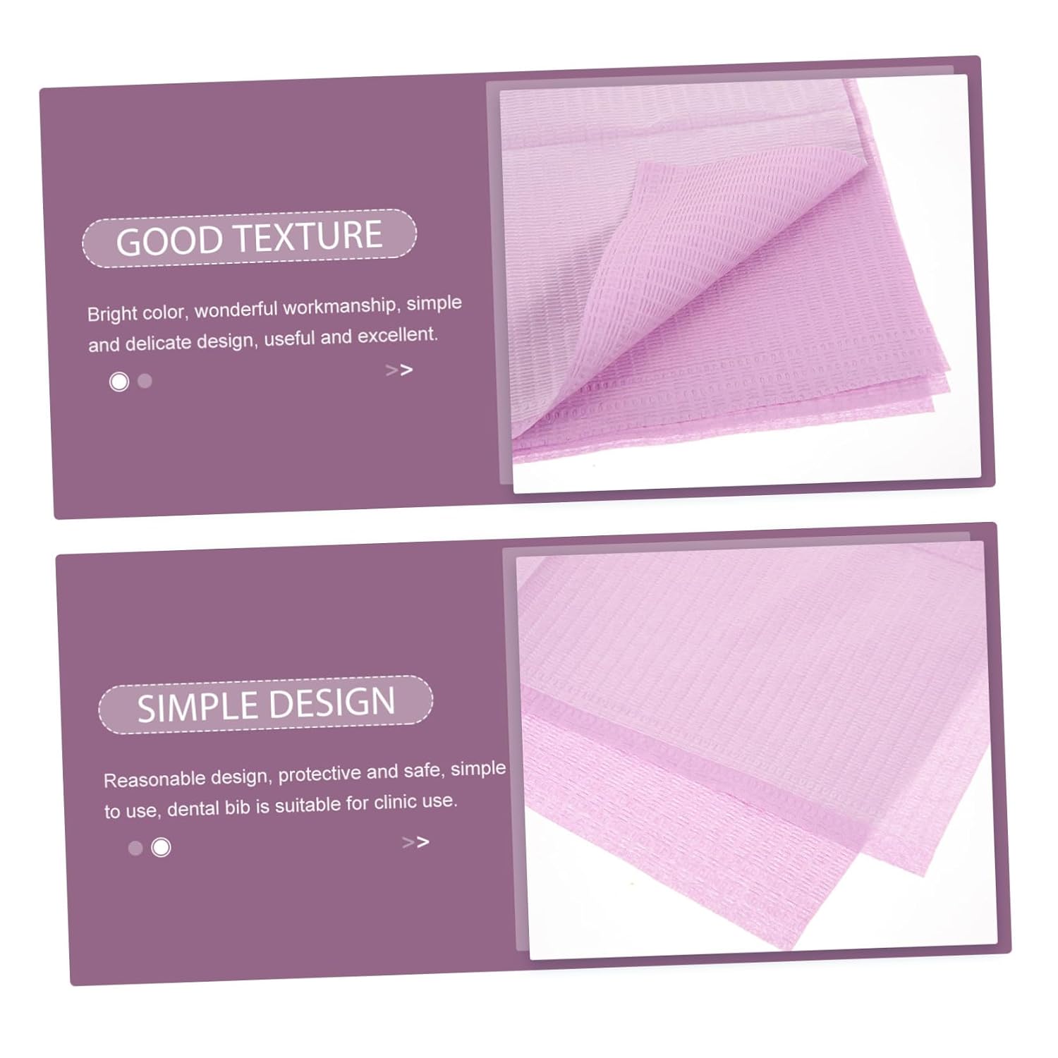 Bibs Disposable 125 Sheets Bib for Clinic Purple Bibs Non-Woven Fabric Easy to Use