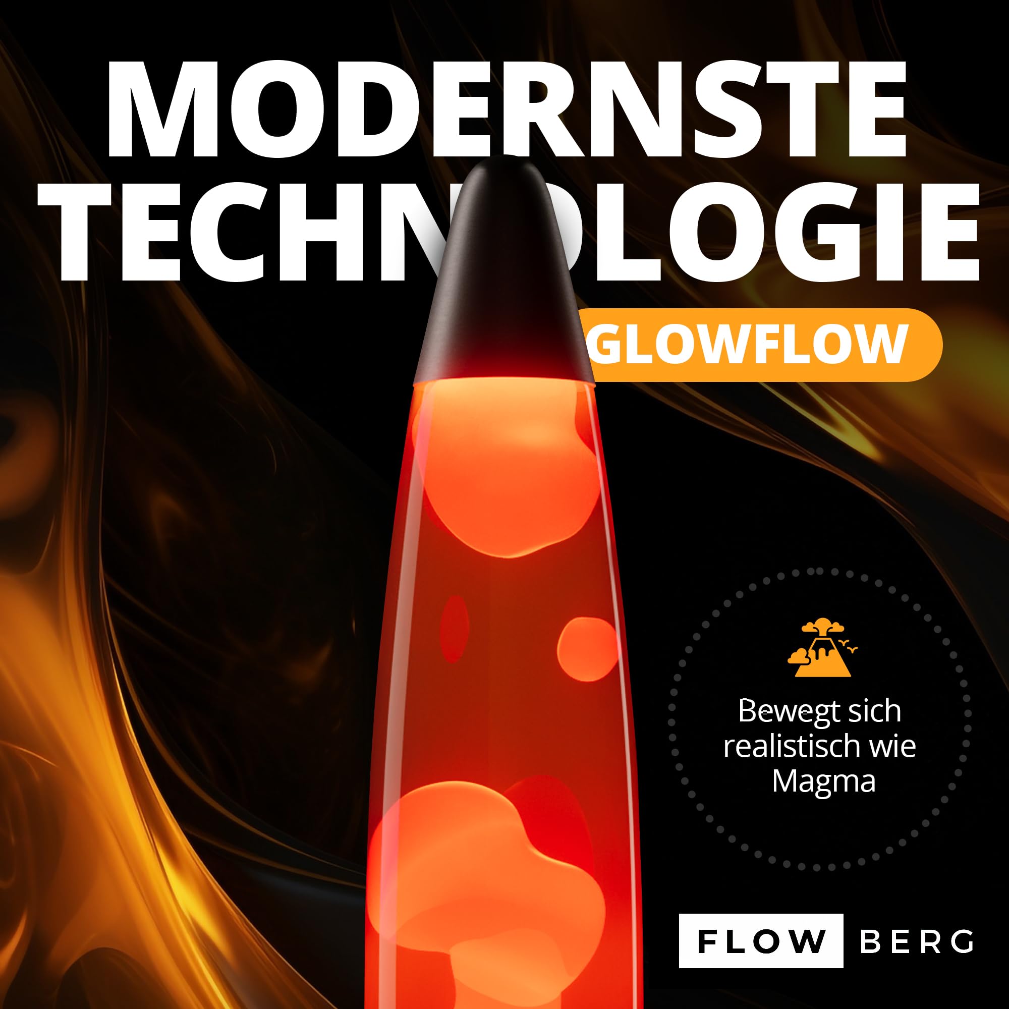 Lavalampe (rot) | Rote Wachslampe | Originell und handliche Tischlampe mit 1,7 m Kabel & Ersatzleuchtmittel | Retro-Design
