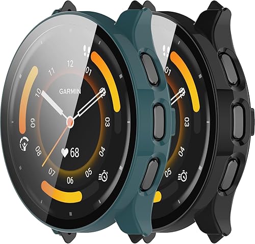 Funda compatible con Garmin Venu 3S, protector de pantalla de policarbonato duro con vidrio templado, funda protectora completa para Garmin Venu 3S