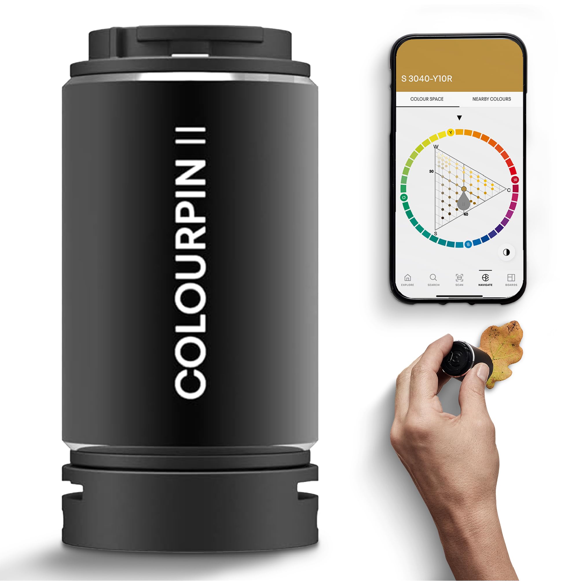 NCS Colourpin II Color Reader - Bluetooth Color Matching Tool for Designers - Instantly Scan, Match & Share Colors - Compact & Portable - Includes Calibration Cap, USB Cable - 0.0838 lbs, 5.4 x 2.6 cm