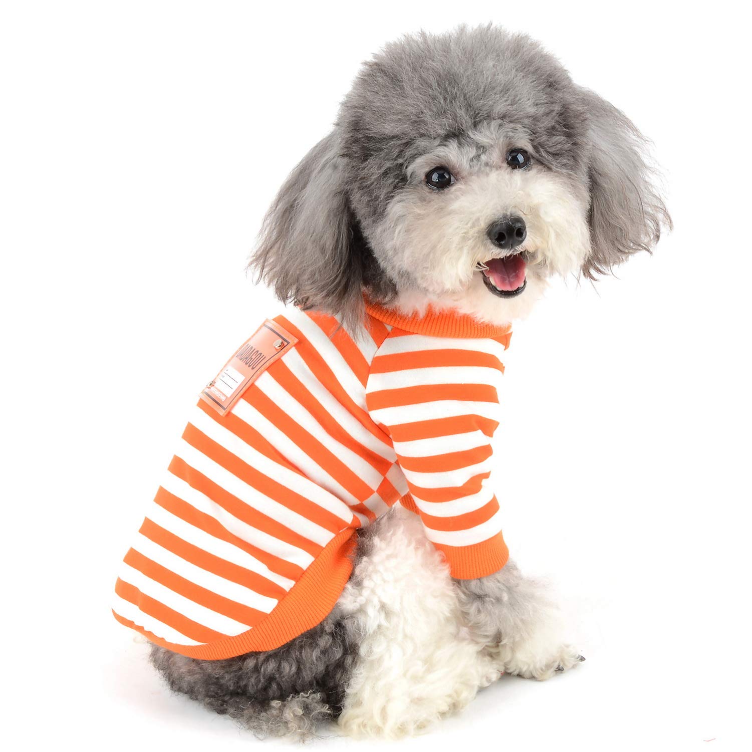 Zunea Dog Shirts for Small Dogs Girl Boy Summer Puppy Vest Clothes Soft Cotton Striped Sun Protection Tee Shirt Short Sleeve Pet Dog Chihuahua Apparel Cat Clothing Orange S