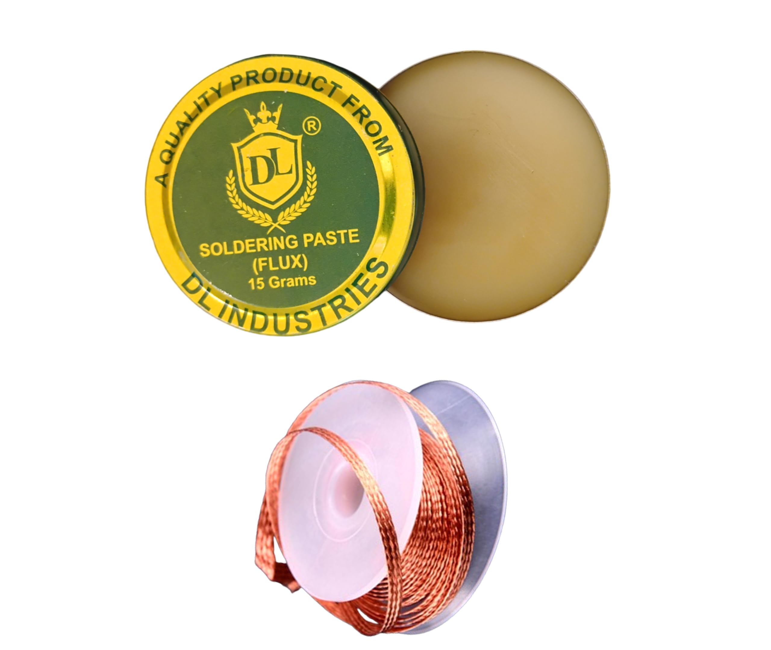 Soldering Flux & Desoldering Wire Combo - 15 gms solder paste, 2.5mm 1 metre pure Copper braid wick remover-image-35