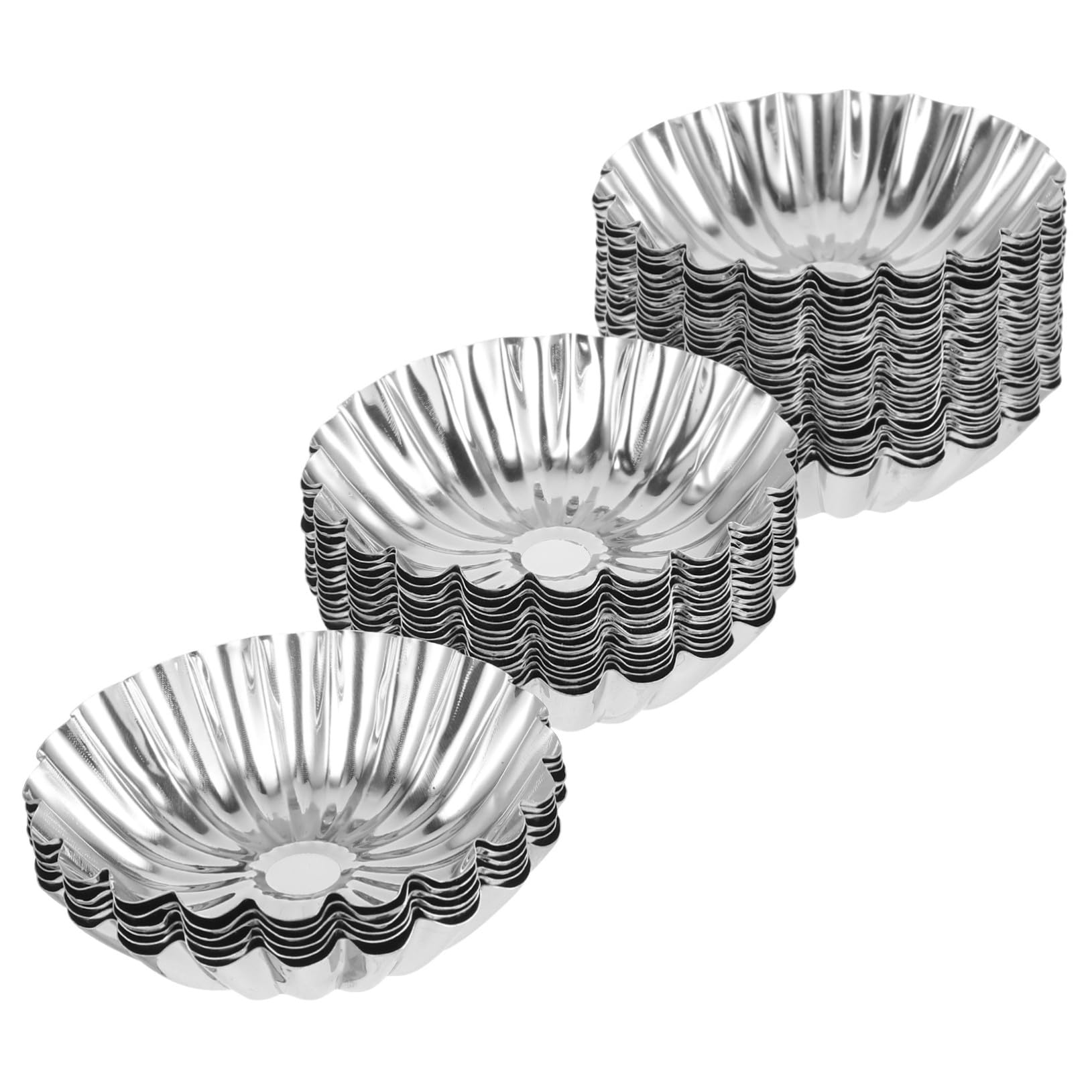 SHINEOFI 50 Stück Teiliges Edelstahl Backform für Eierkuchen Torten Muffin formen Langlebige Glatte Antihaftbeschichtet für Pudding Kuchen und DIY Backen im Haushalt und Gastronomie