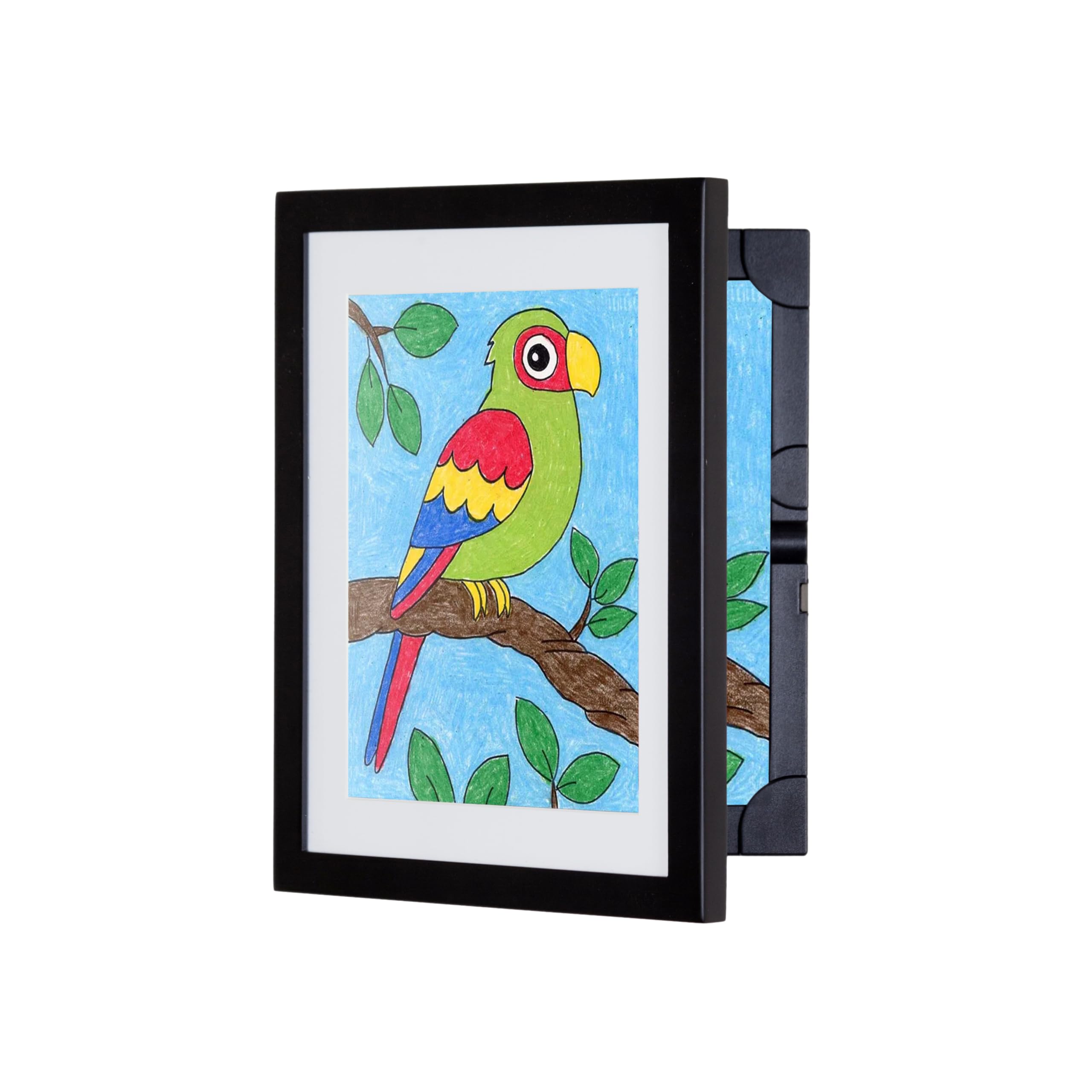 Dynamic Frames Li’l Davinci Art Cabinet, Stores up to 50 Pieces of 9x12 inch Art, Outer Wooden Frame 11.75 x 14.75 inches, Kids Art Frame, Front