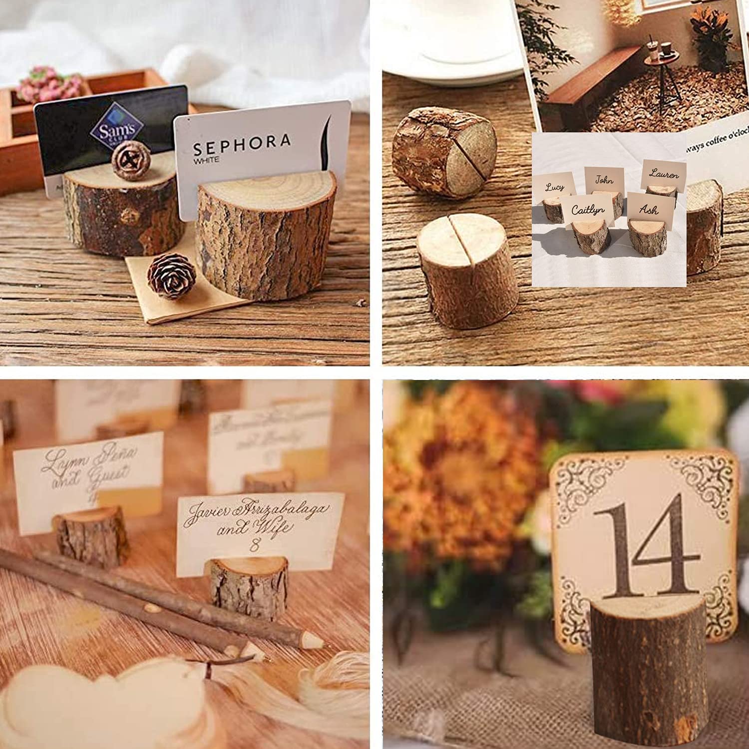 15 Supporti Segnaposto Legno Per Feste - Portafoto Per Matrimoni E Eventi