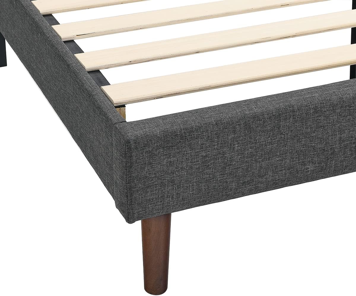 Upholstered Platform Bed with Square Stitch Headboard (Open Box)