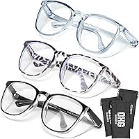 OXG 3-Pack ANSI Z87+ Anti-Fog Safety Glasses Blue Light Blocking Goggles for Nurses & Workers