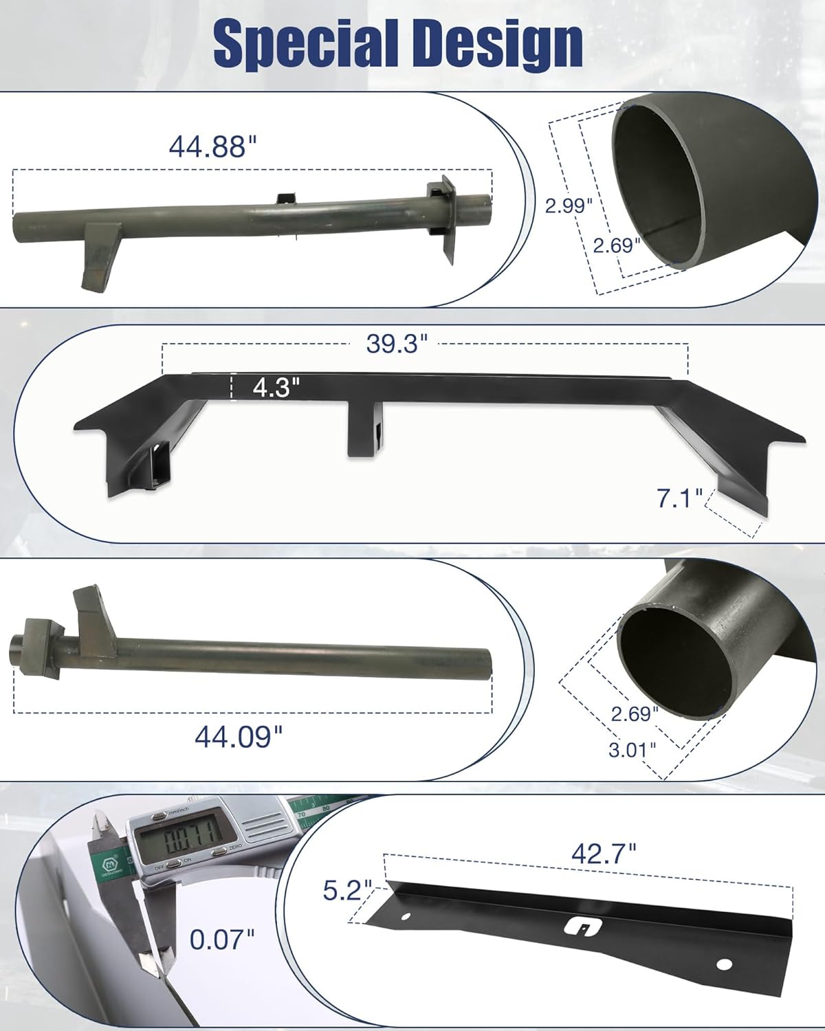 Mountainpeak 4PCS Front and Rear Fuel Tank Support Crossmember & Upper Shock Mount Crossmember & Spare Tire Support Plate Fit for 2007-2014 Chevy Silverado & GMC Sierra 1500 Ext and Crew Cab