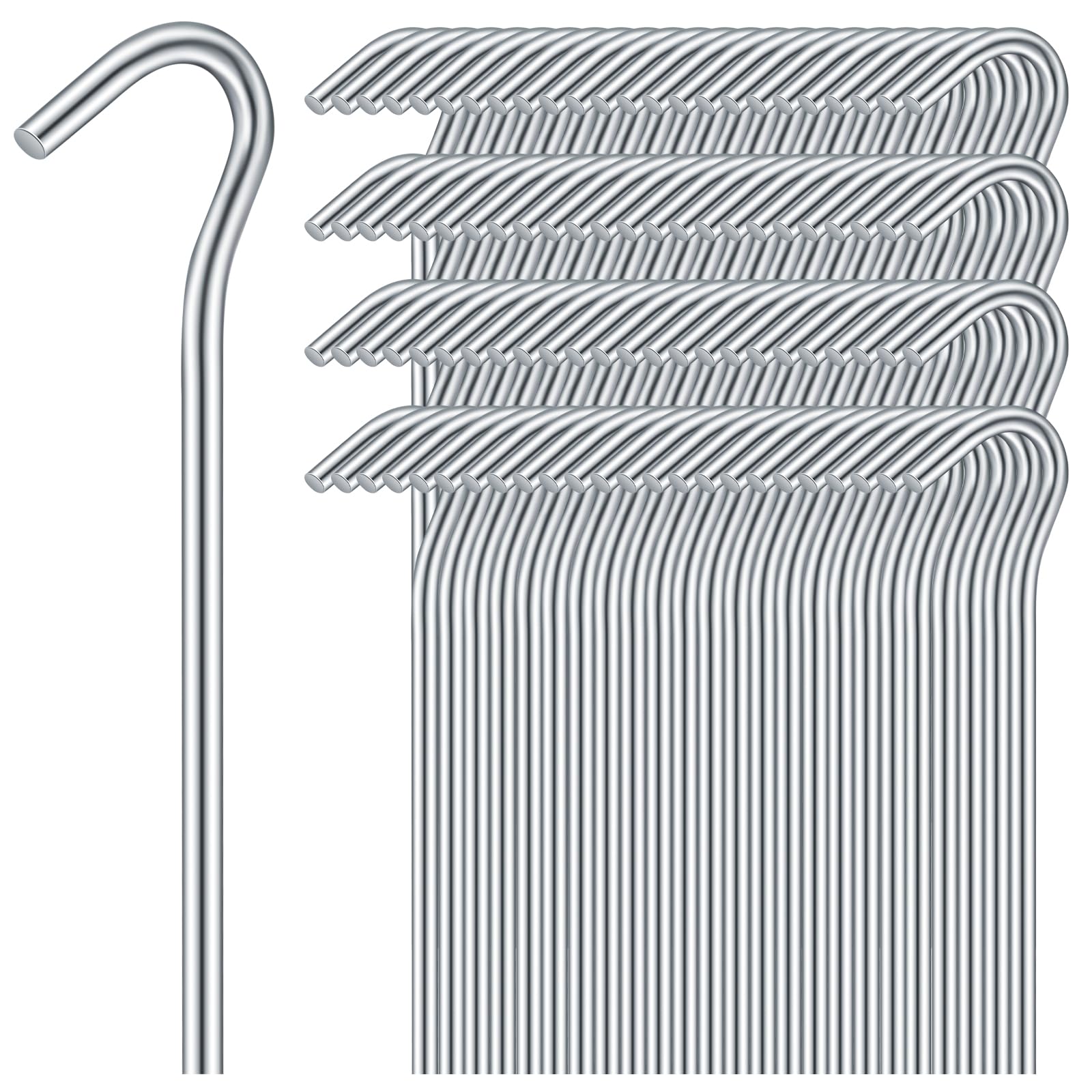 Blulu Lot de 100 piquets de tente galvanisés robustes pour jardin, camping, extérieur, piquets de tente, ancrages de tente pour décorations de Noël, jardin, clôture, auvent, 18 cm