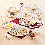 Larah By Borosil Ayana Silk Series Opalware Dinner Set with Glasses, 40 Pieces for Family of 6, Microwave & Dishwasher Safe, Bone-Ash Free, Crockery Set for Dining & Gifting, Plates & Bowls, White