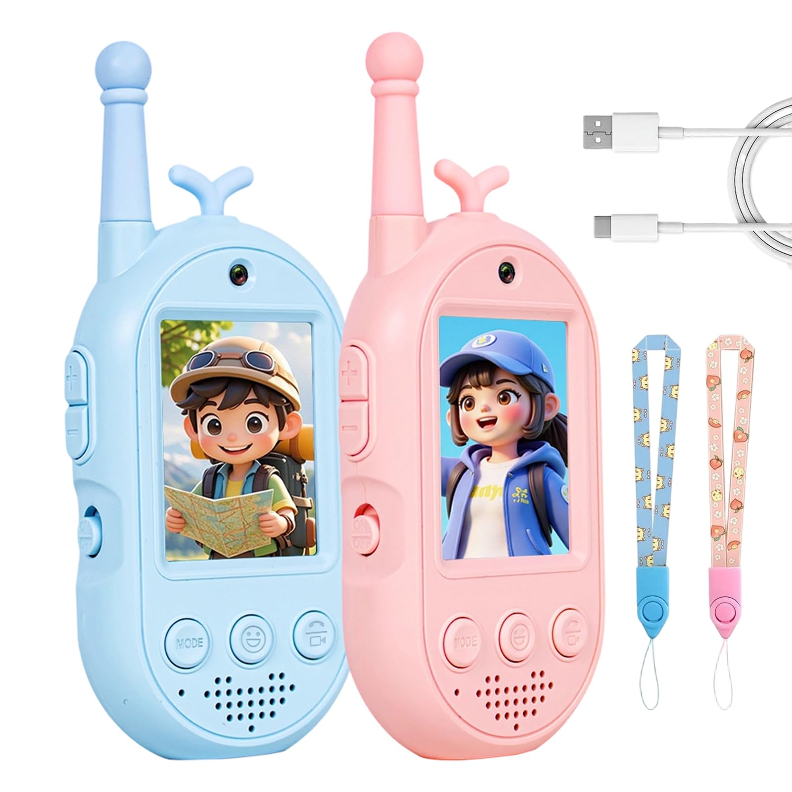 Walkie Talkies De Video para Niños Juego de 2 Unidades Recargables