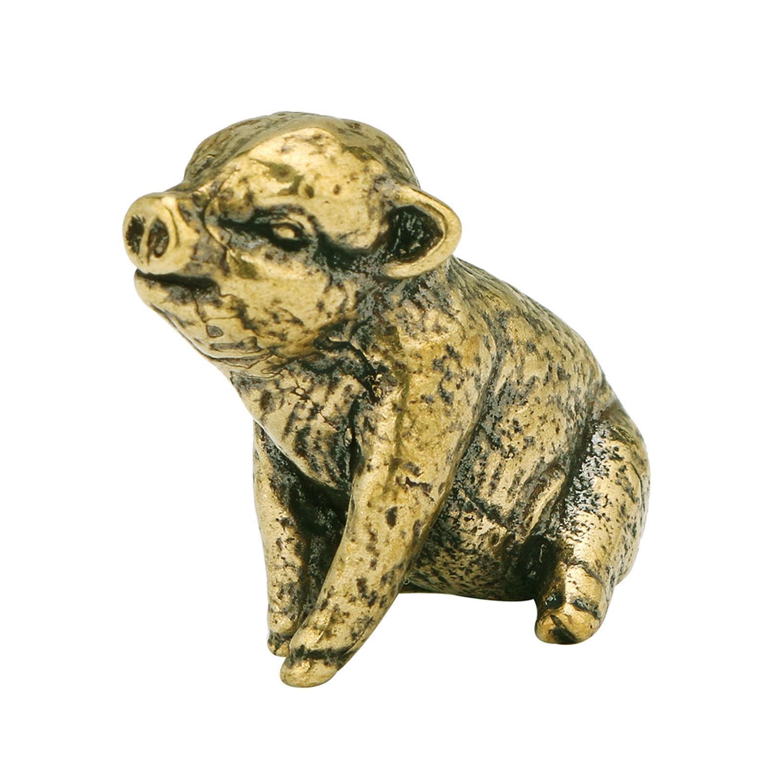 ALCXAZS Premium Decorative Statue Pig Mini Figurine Unique Antique Vintage Copper Miniature Figurine Small Centerpiece Ideas Home Small Decorative Statue