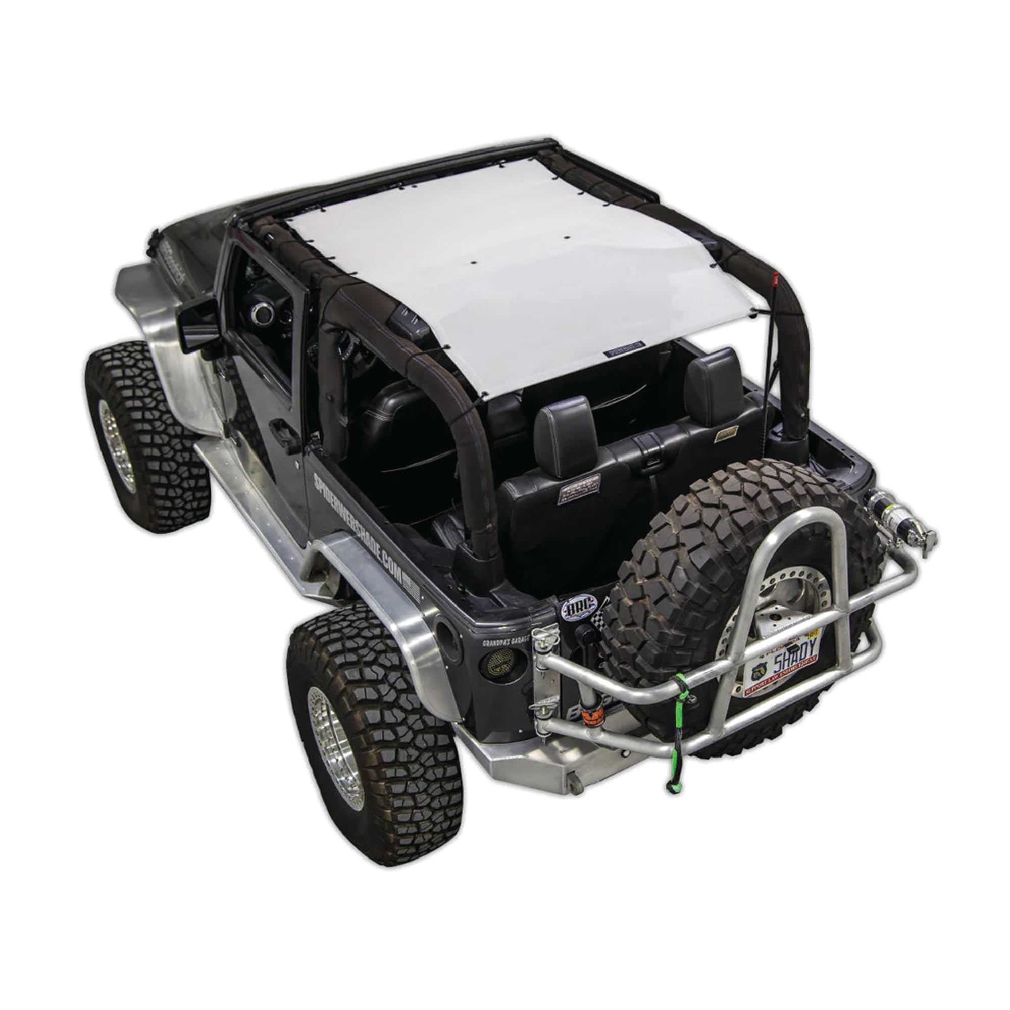 SPIDERWEBSHADE Original JK 2-Door Full Sunshade Top (2007-2017) Compatible with Jeep Wrangler JK Rubicon Sahara Sport All Trims - Airbag Safe - USA Made - 10 Year Warranty (White)