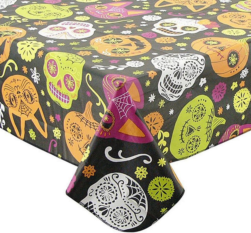 Halloween Sugar Skulls Vinyl Tablecloth 70 inch (Round)