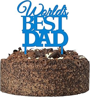 PERSONALISED Worlds Best DAD Daddy Grandad Cake Topper Decoration Fathers Day - Food Safe Acrylic Cake Decoration - Made from Strong 3mm Coloured Acrylic - 4 Different Colours to Choose From