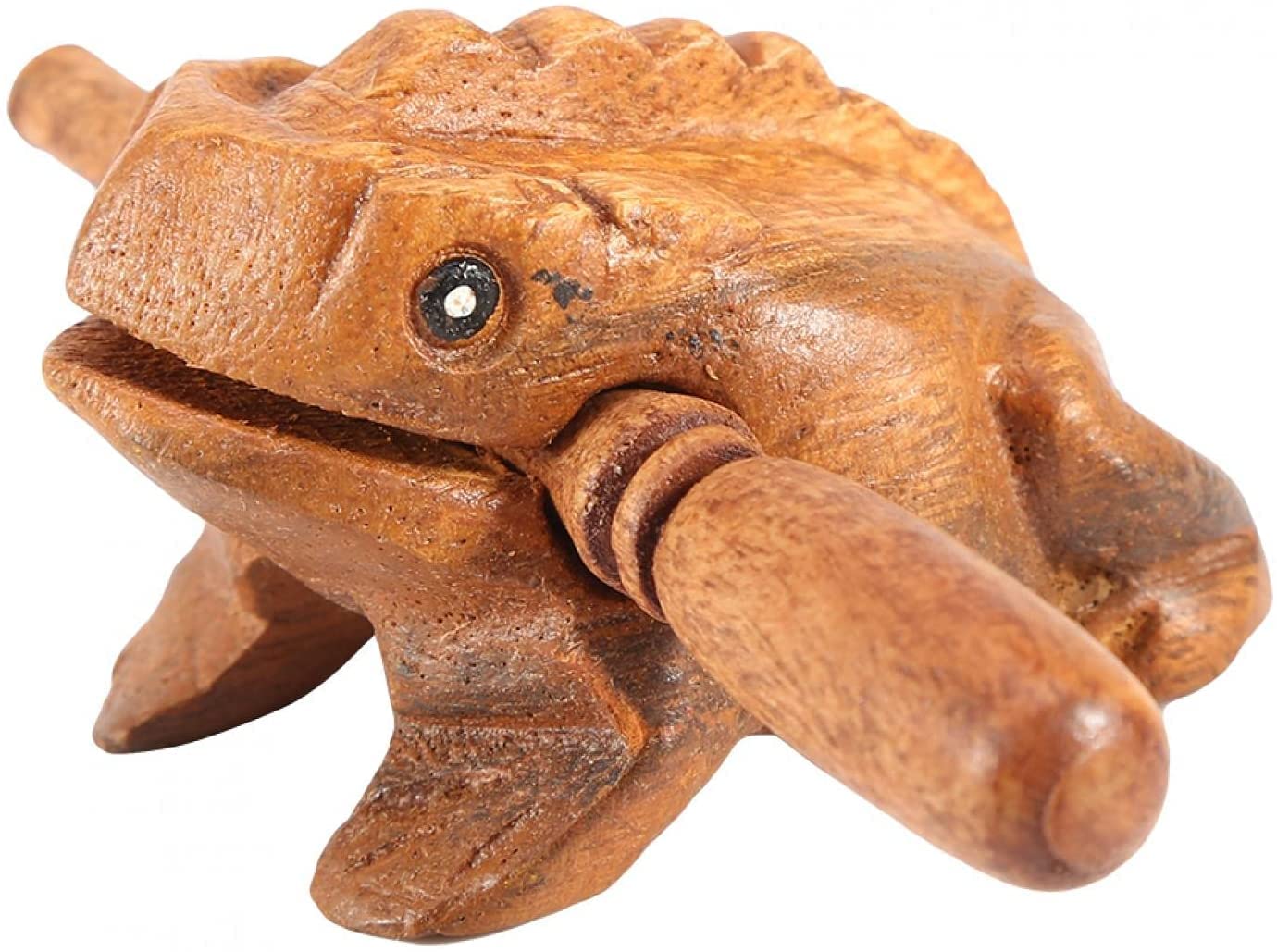 Guiro skrzypiąca drewniana żaba z młotkiem, mini drewniana żaba, güiro, instrument muzyczny, blok dźwiękowy, sprawiedliwy handel, instrument perkusyjny dla wszystkich grup wiekowych
