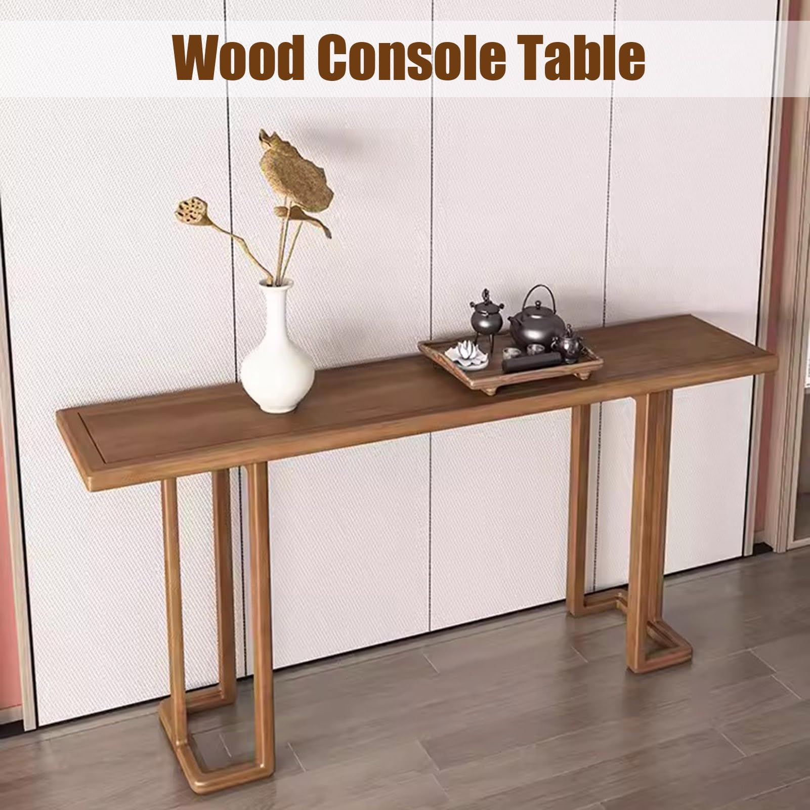 Amazon｜コンソールテーブル 無垢材コンソールテーブル、廊下、ソファ
