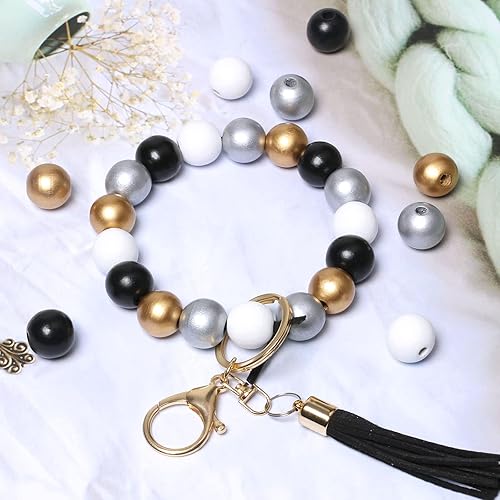 Miniatura 3 de 100 cuentas de madera para guirnaldas, cuentas sueltas de madera de 0.630 in de colores surtidos para manualidades, joyería, cuentas de madera de