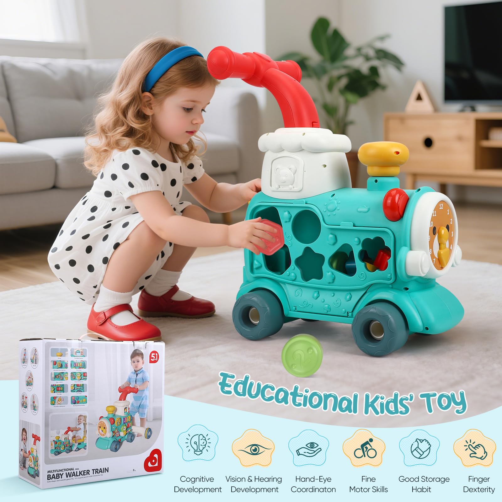 Andadores para Bebes, Andador 5 en 1 con Velocidad Ajustable, Multifunción Andadera para Bebe con Juguetes Montessori y Música, Regalo para Niños y Niñas para Bebés Mayores de 6 Meses