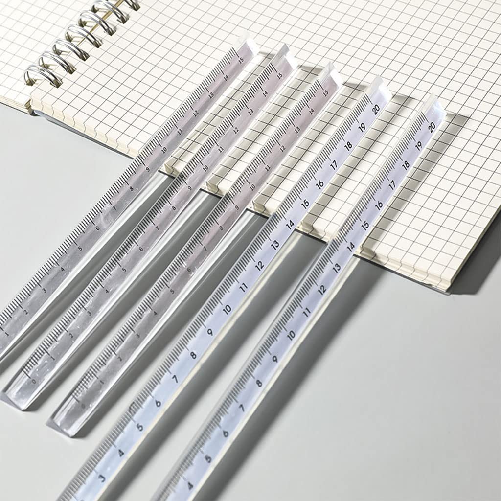 Borsa trasparente righello, righello dritto, in plastica, strumento di misurazione portatile, per cucire tessuto, lavorazione del legno, disegno 15 cm 20 cm, righello triangolare Zimmermann da 6