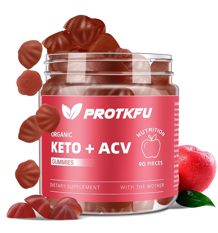 ProTKFU Suplemento de Vinagre de Maçã com BHB e Vitaminas B6 e B12, 90 gomas