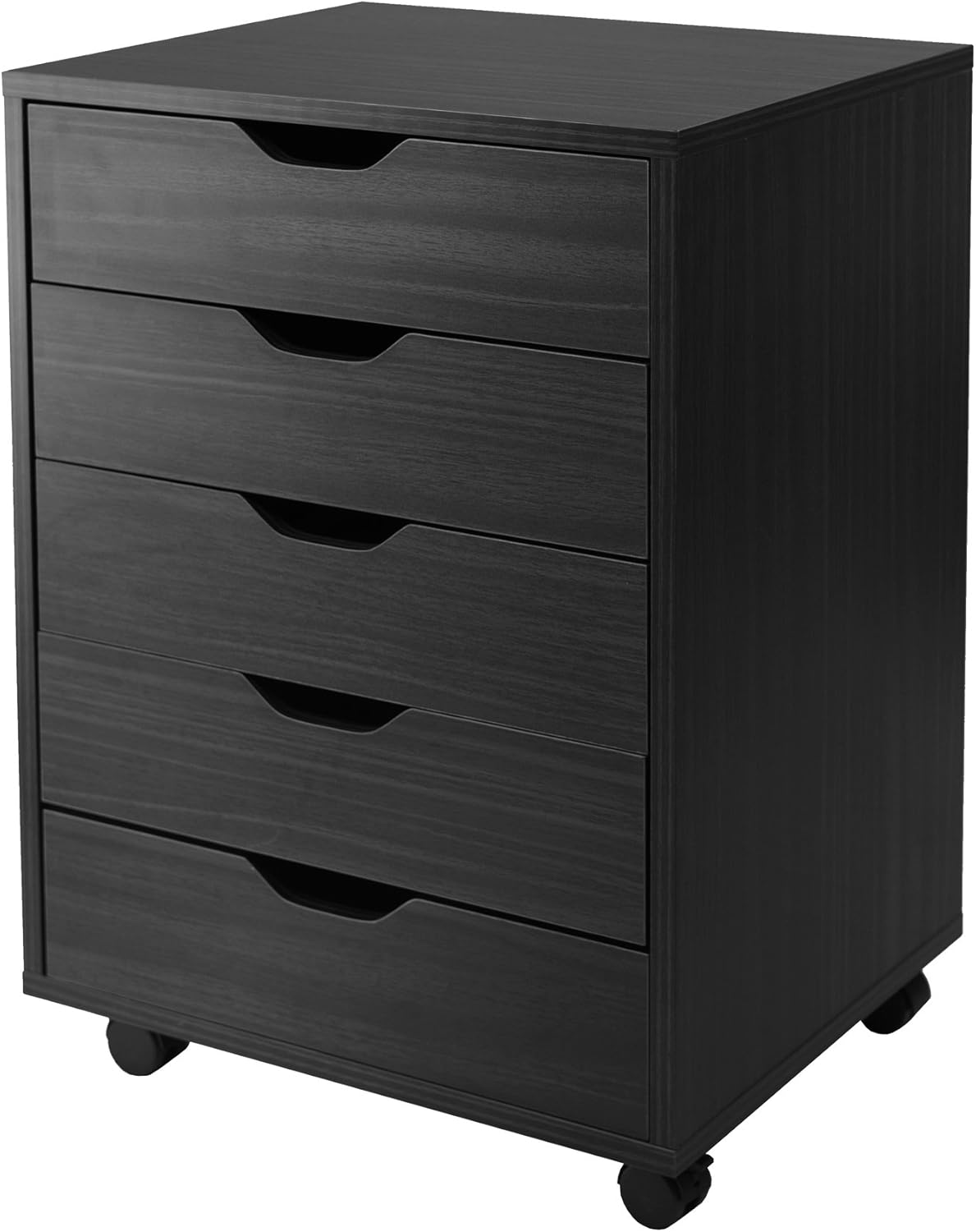 Contemporary Home Living 26.25" Black Unique Halifax Rectangular Office Cabinet with 5 Drawers