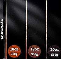 Vista 3 de Kmise 9.5mm Pool Stick Set of 3, 57-inch 18oz 19oz 20oz Pool Cues, Splicing Process Handcraft Maras/Black Walnut/Chacate Preto Wood Cue Sticks for