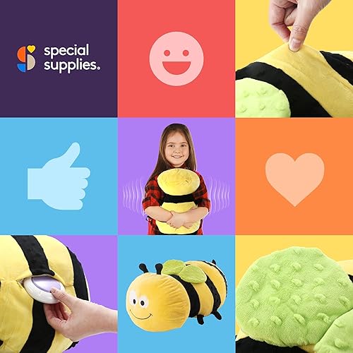 Miniatura 6 de Special Supplies Bumble Bee - Almohada vibratoria sensorial, activada por presión para niños y adultos, felpa Minky suave con terapia texturizada