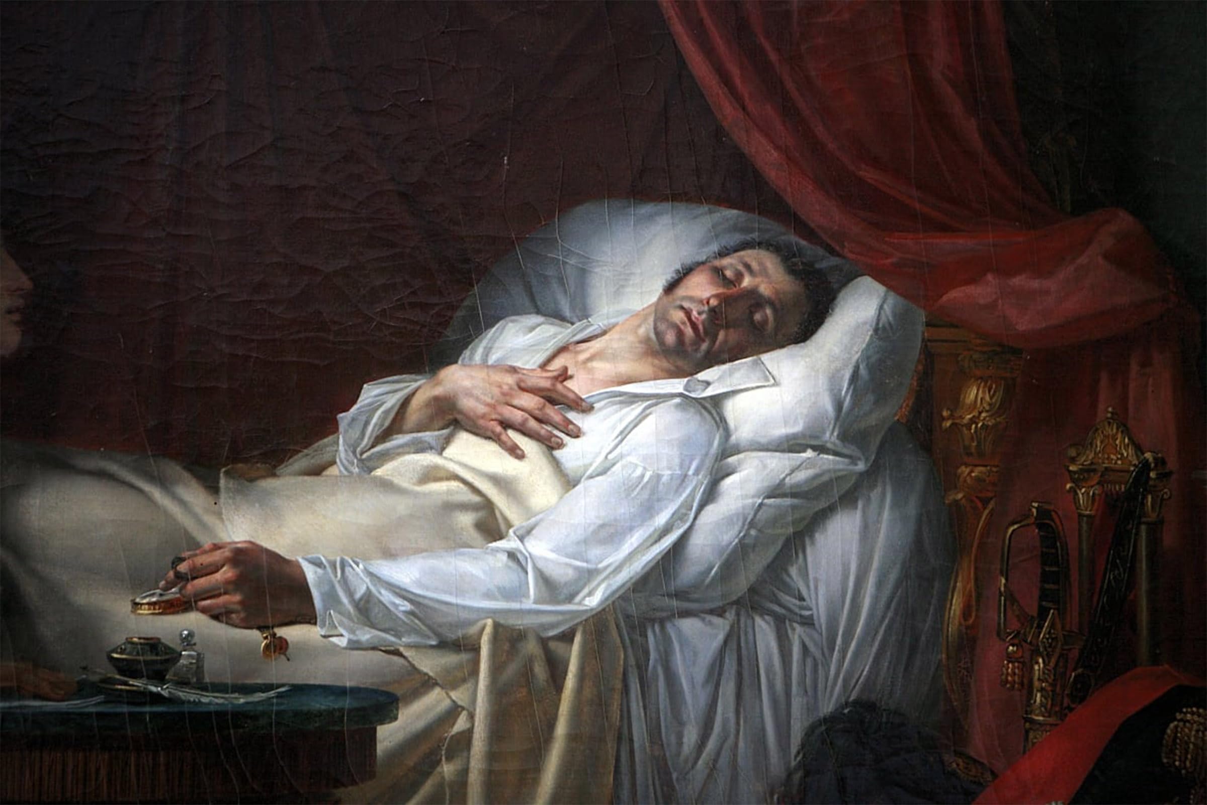 ARTXLXXBN Famous Painting Canvas Artwork Graffiti Print the Death of General Moreau by Louis Charles Auguste Couder Portrait Canvas Image for Home Decor 60x90cm