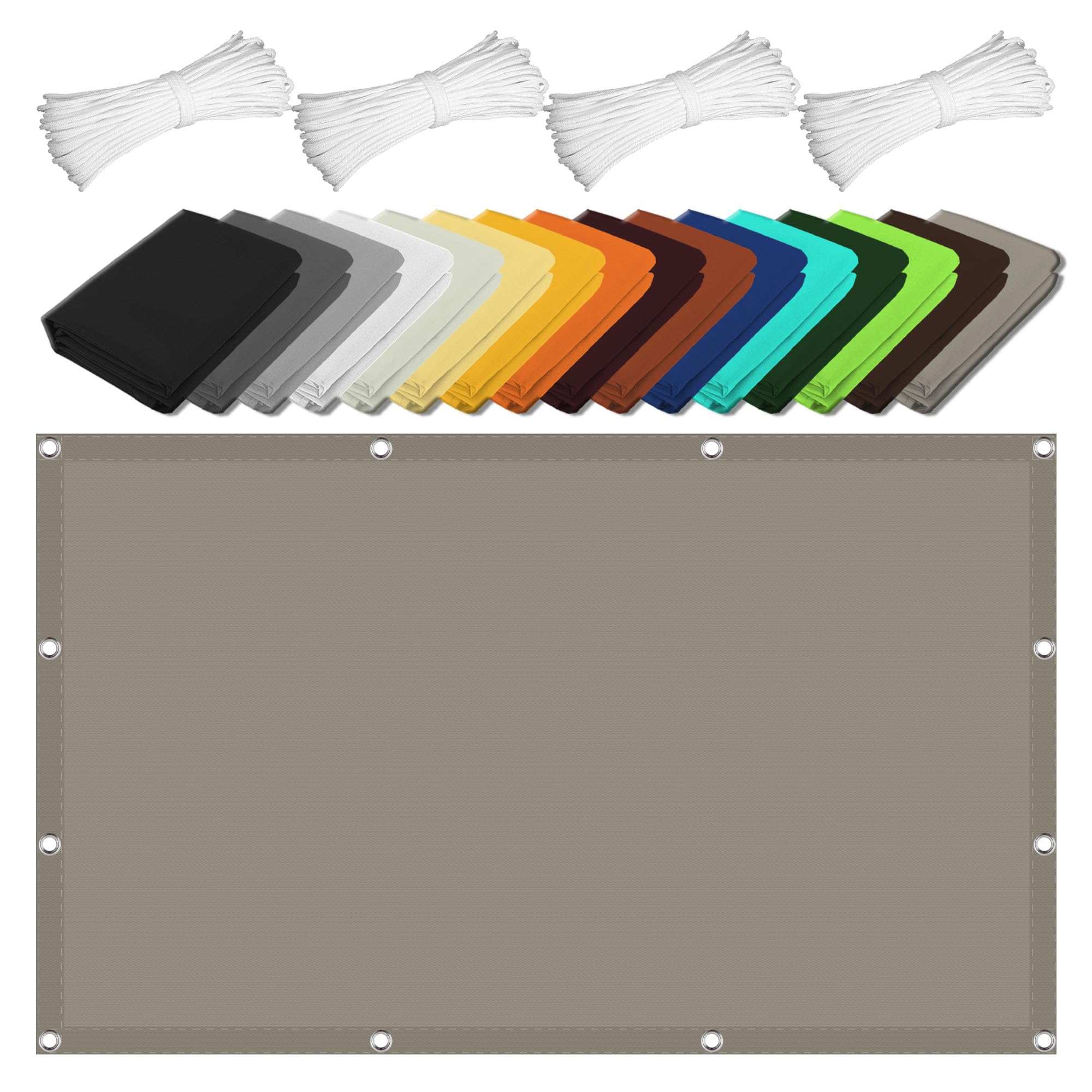Voile d'ombrage taupe 95x800 cm avec œillets pour balcon et terrasse