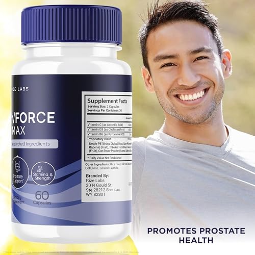 Miniatura 4 de Pastillas FlowForce Max, suplemento dietético totalmente natural para mejorar la fuerza, cápsulas FlowForce Max Extra Strength para promover la