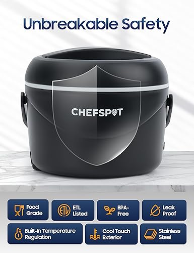 Miniatura 5 de Lonchera eléctrica, calentador de alimentos portátil de 37 onzas con automóvil de 12 V24 V y enchufes para el hogar de 120 V, a prueba de derrames,